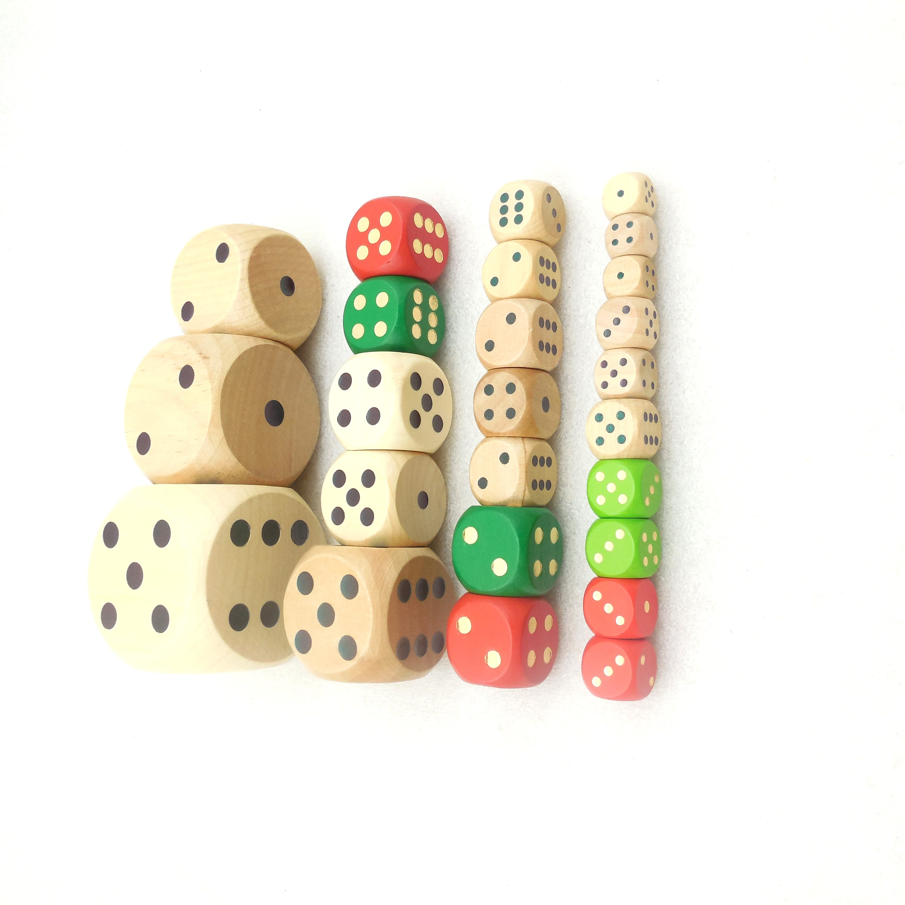 Natural wooden dice with gold dot ,wooden game dice -12MM/16MM/18MM/20MM