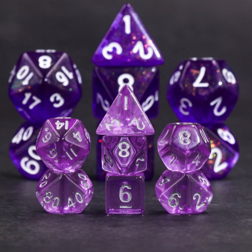 Mini Dice 7pcs set of Acrylic - Transparent dice for DND game