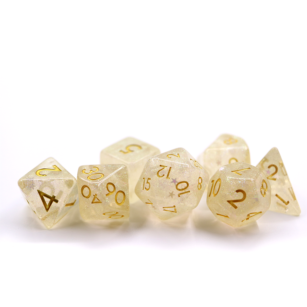 Dungeons & Dragons 7pcs set custom dice resin polyhedral rpg stars glitter dice