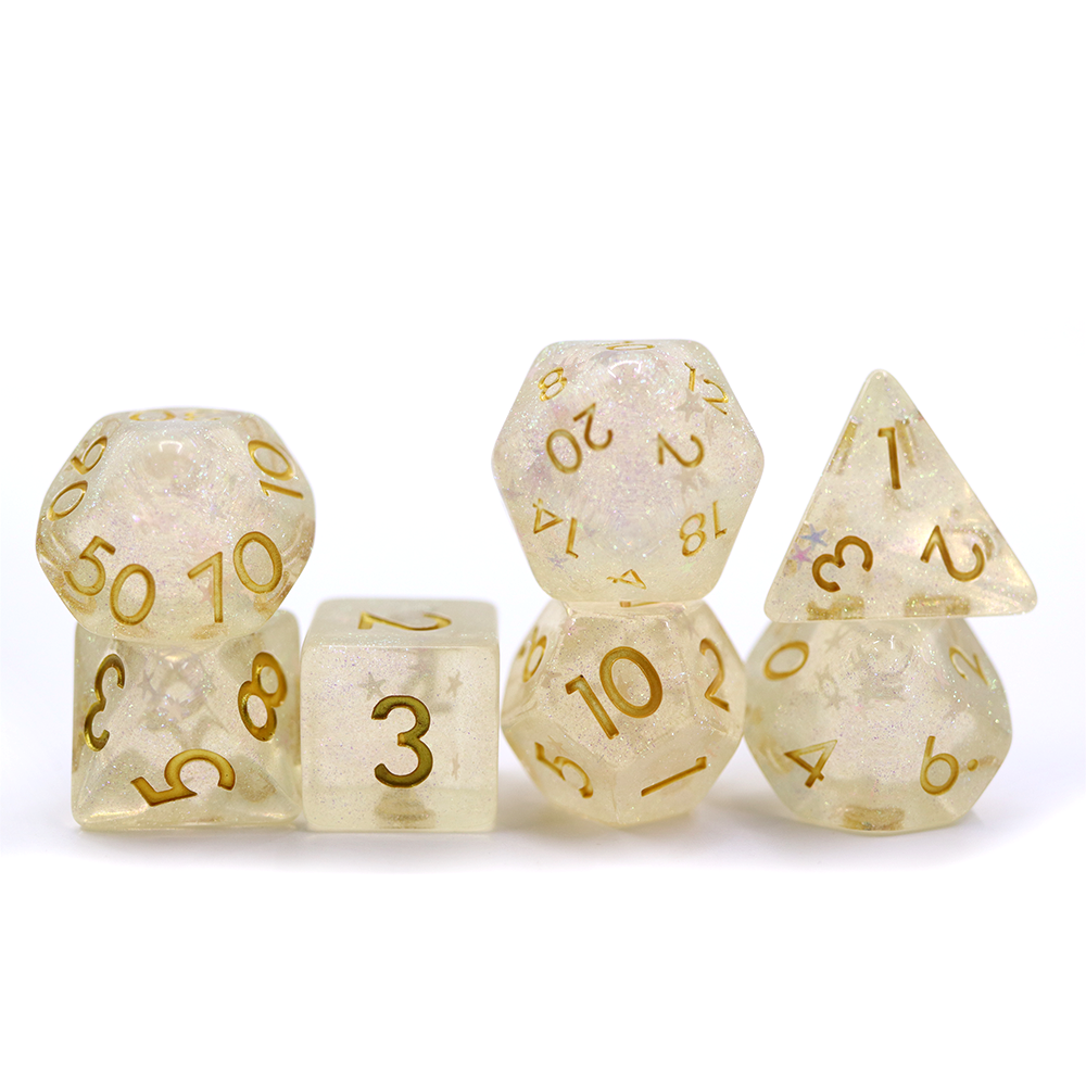 Dungeons & Dragons 7pcs set custom dice resin polyhedral rpg stars glitter dice