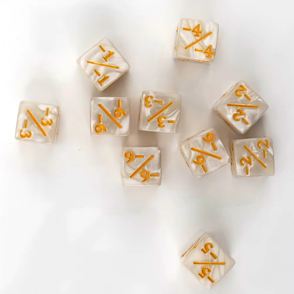 16mm D6 dice custom math teaching game d6 counters +1/+1 the white & black colorful acrylic Math Dice