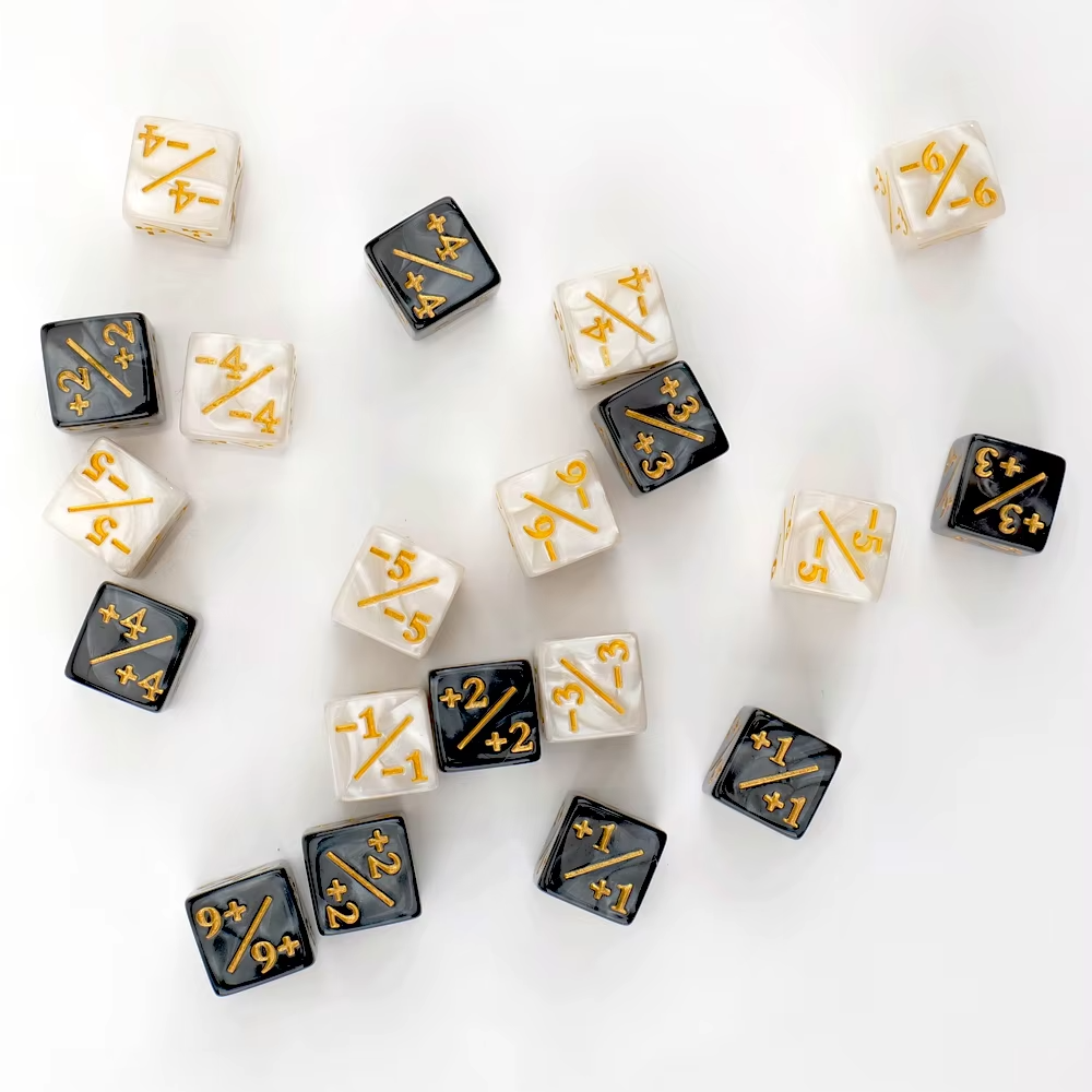 16mm D6 dice custom math teaching game d6 counters +1/+1 the white & black colorful acrylic Math Dice
