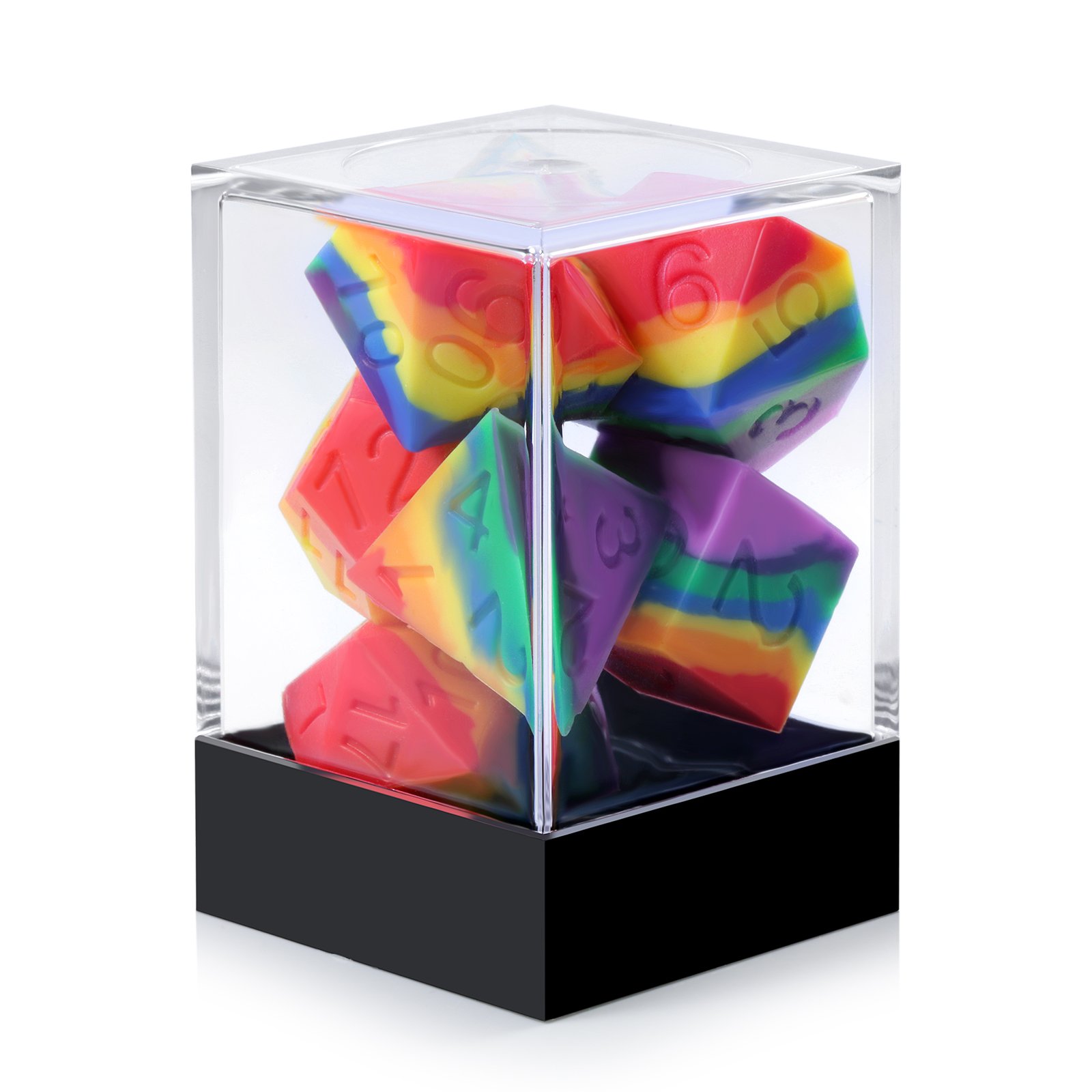 Wholesale Silicone Dice Set Custom DND Dice Sharp Edge Silicone Rubber D&D Dice for RPG Table Games Rainbow