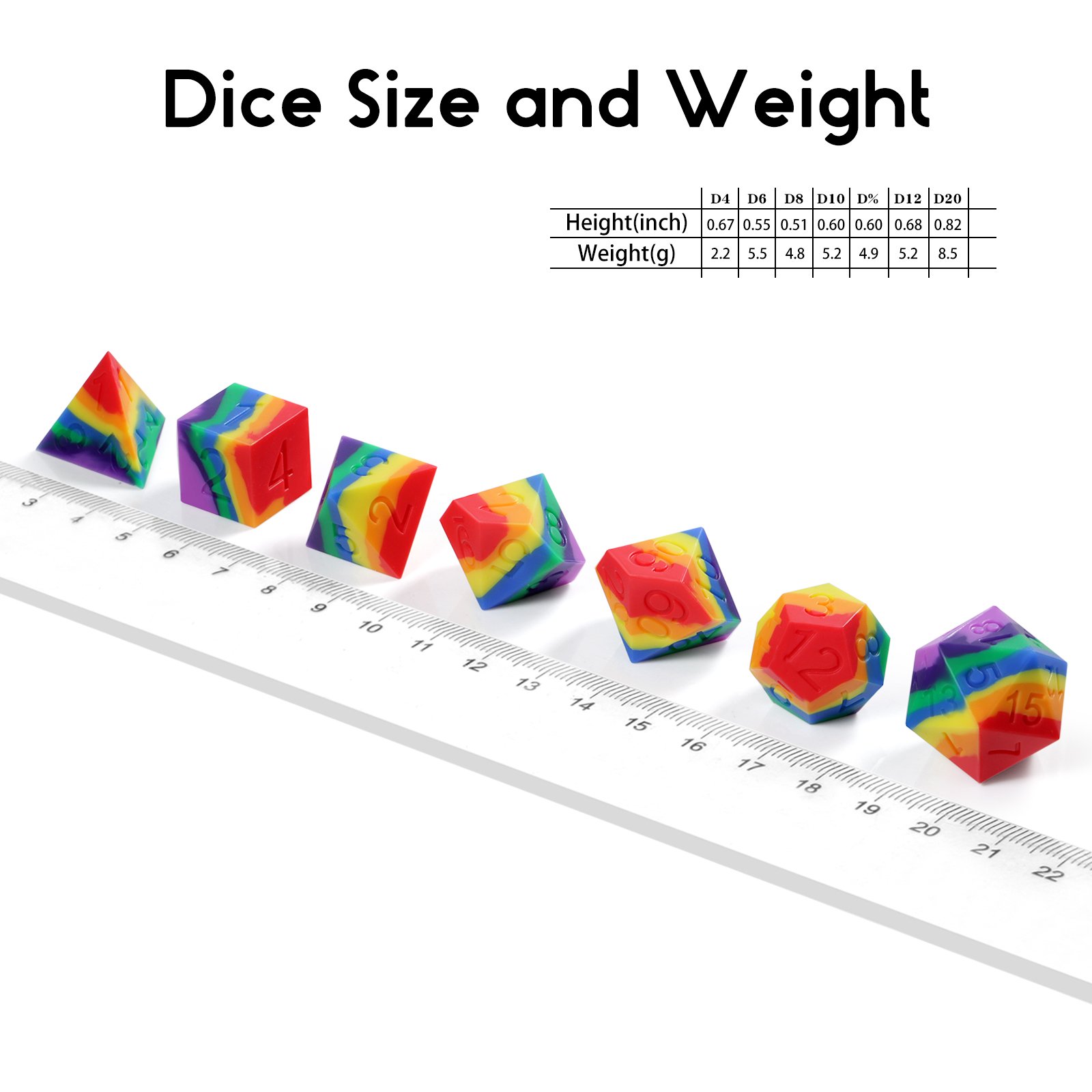 Wholesale Silicone Dice Set Custom DND Dice Sharp Edge Silicone Rubber D&D Dice for RPG Table Games Rainbow