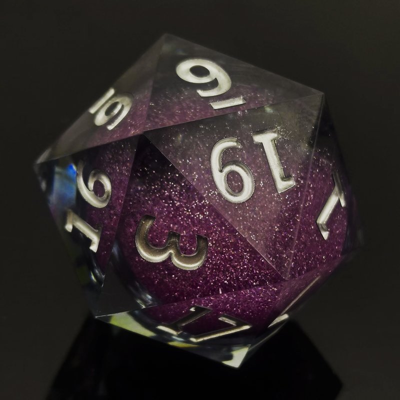Custom D20 Liquid Core Giant Resin Dice 55MM Polyhedron Board Game Accessories RPG Dragon City Sharp Edge Gemstone Colorful