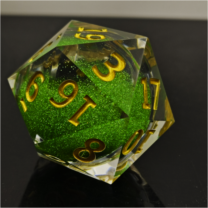Custom D20 Liquid Core Giant Resin Dice 55MM Polyhedron Board Game Accessories RPG Dragon City Sharp Edge Gemstone Colorful