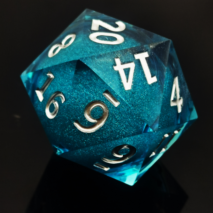 Custom D20 Liquid Core Giant Resin Dice 55MM Polyhedron Board Game Accessories RPG Dragon City Sharp Edge Gemstone Colorful