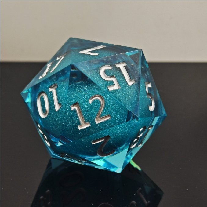 Custom D20 Liquid Core Giant Resin Dice 55MM Polyhedron Board Game Accessories RPG Dragon City Sharp Edge Gemstone Colorful