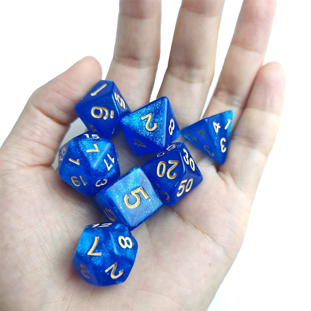 In Stock Glitter Plastic Dice for Dungeons and Dragons Role Playing Board Game 7pcs Polyhedral Acrylic DND Dice Set