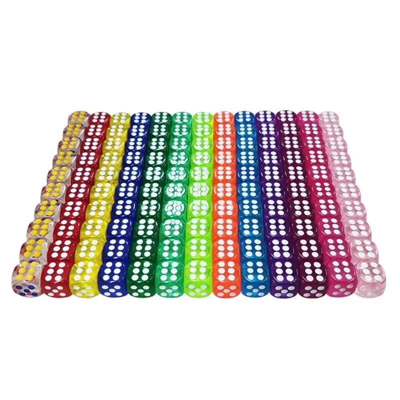 Custom D6 14mm Acrylic Resin Round Corner Dice Transparent Solid Color Polyhedral Dice Multicolor Dice