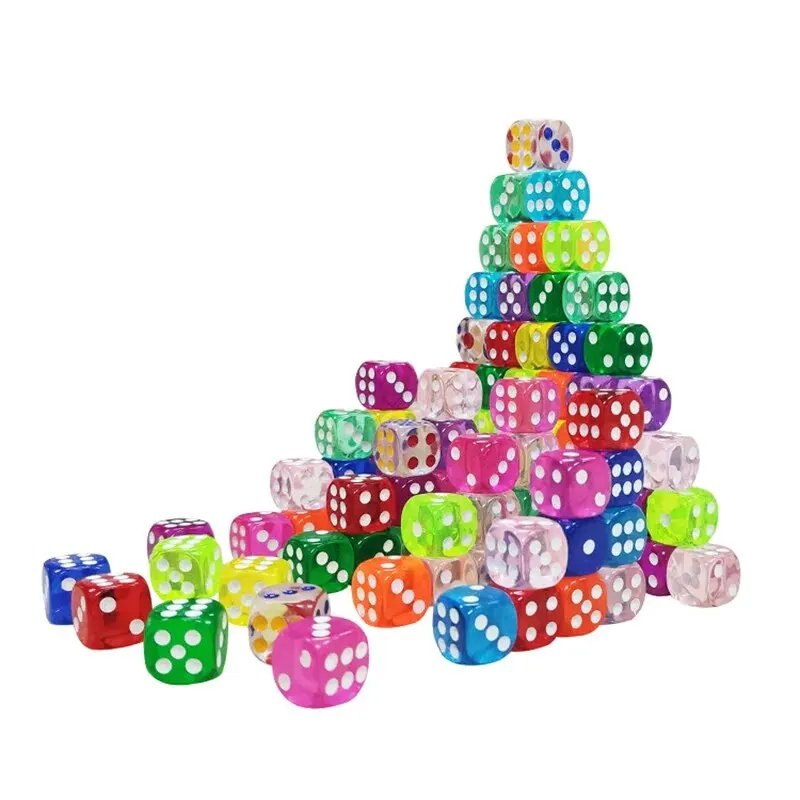 Custom D6 14mm Acrylic Resin Round Corner Dice Transparent Solid Color Polyhedral Dice Multicolor Dice