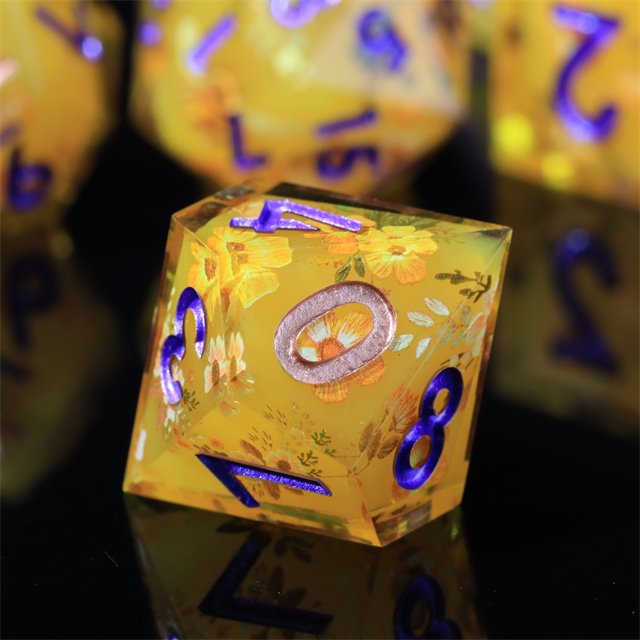 MINI PLANET Custom Resin DND Sharp Edges Dragon and Dungeon Gift Dice Set Polyhedral Board Game RPG Dice