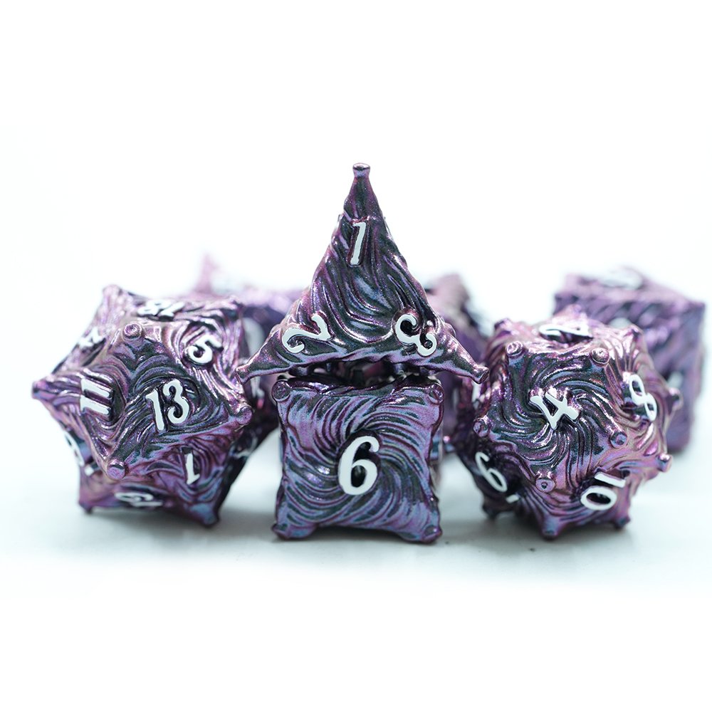 Yushun 2024 Metal D&D Dice Set Role Playing Dice Dungeons And Dragons Purple Transition Purple Customized Role