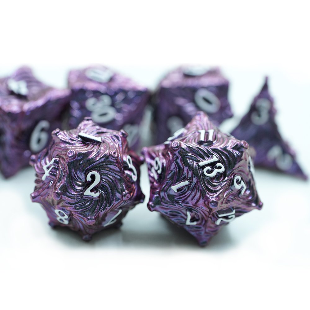 Yushun 2024 Metal D&D Dice Set Role Playing Dice Dungeons And Dragons Purple Transition Purple Customized Role