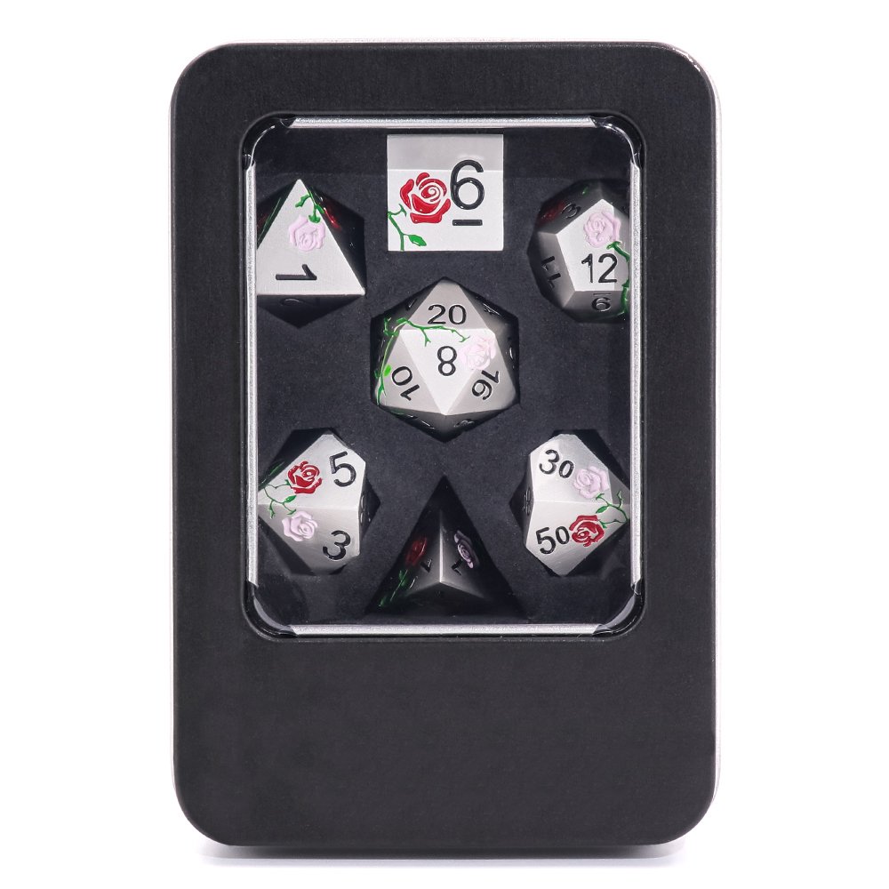 7pcs Multi-Sided Fluorescent Color Metal Dice New Design for Fun Board Games