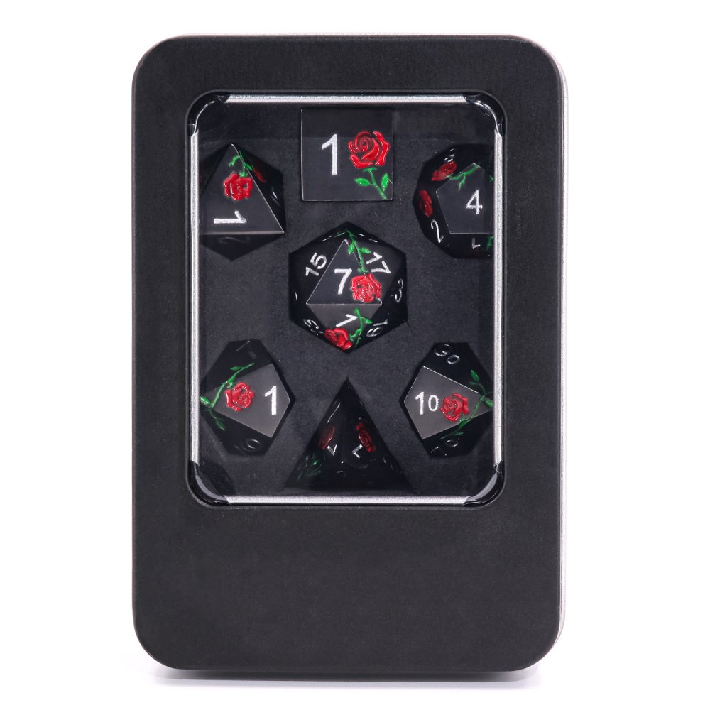 7pcs Multi-Sided Fluorescent Color Metal Dice New Design for Fun Board Games