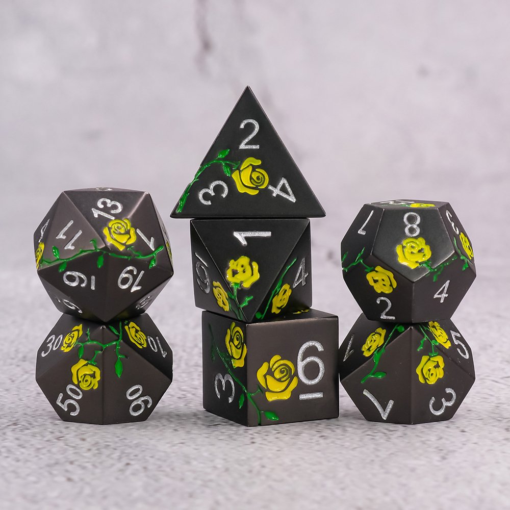7pcs Multi-Sided Fluorescent Color Metal Dice New Design for Fun Board Games