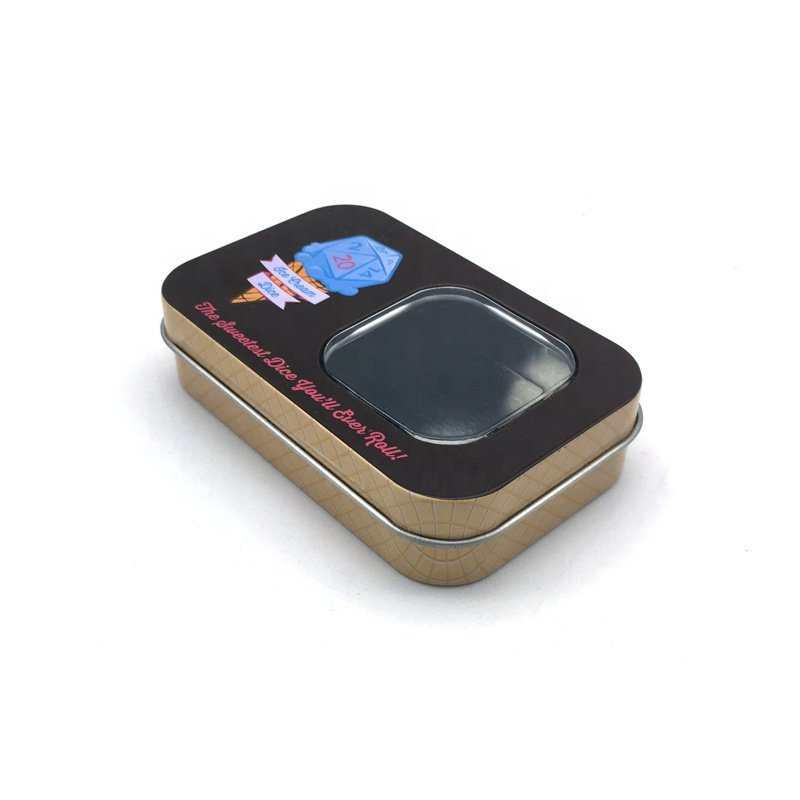metal tin box for dice Packaging/dice box with PVC windows