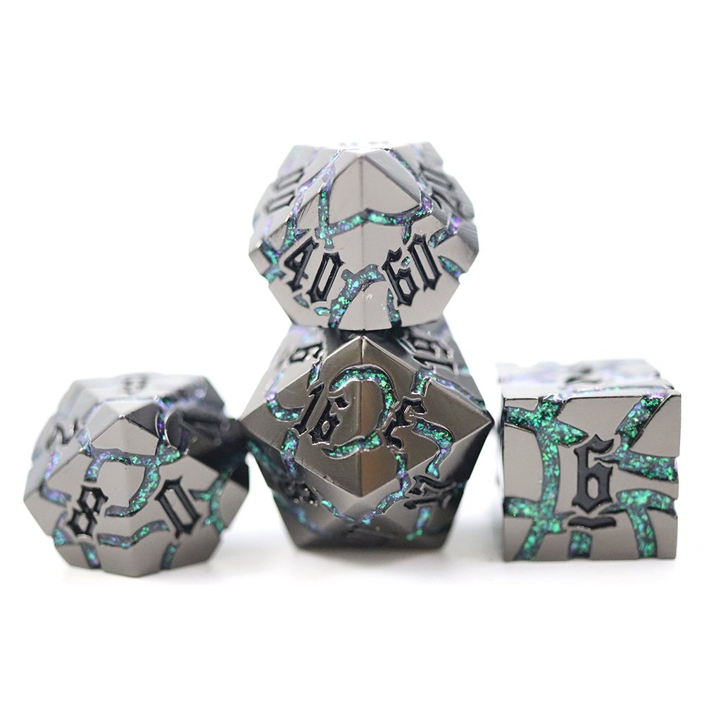 Wholesale Customized 16mm Multi sharp edge sided Mica Black Metal Game Dice Set