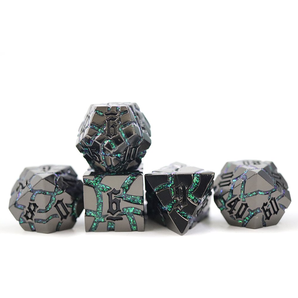 Wholesale Customized 16mm Multi sharp edge sided Mica Black Metal Game Dice Set