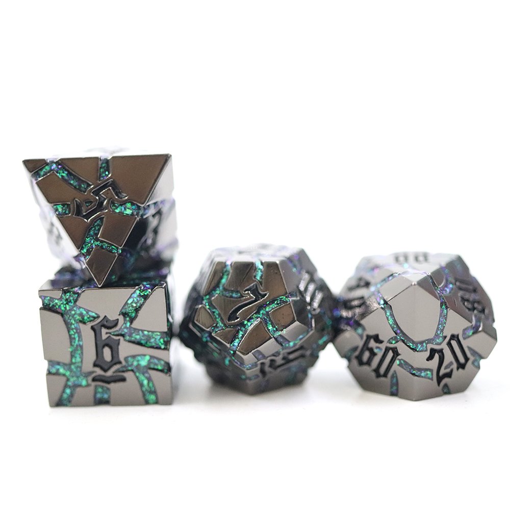 Wholesale Customized 16mm Multi sharp edge sided Mica Black Metal Game Dice Set