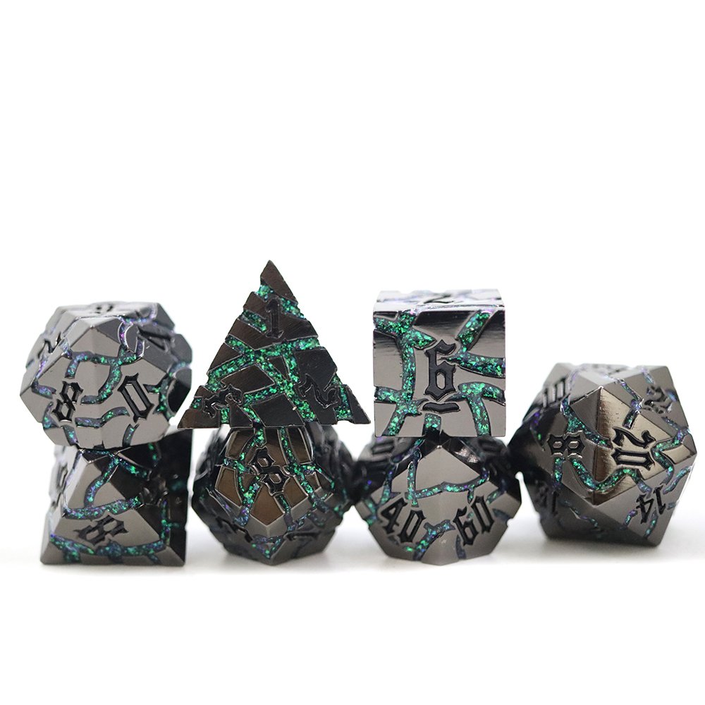 Wholesale Customized 16mm Multi sharp edge sided Mica Black Metal Game Dice Set
