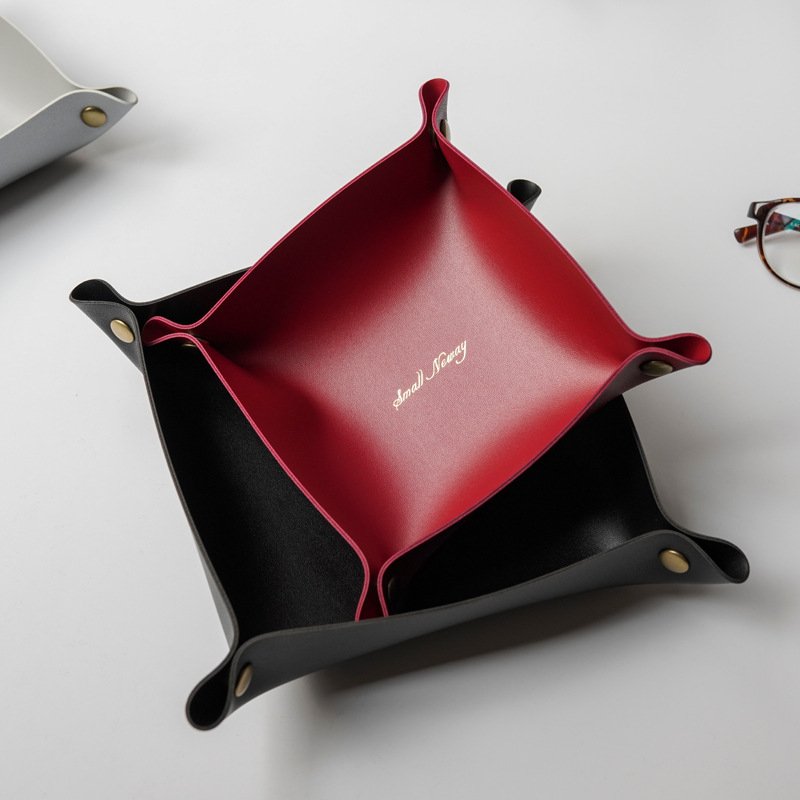 New Functional Foldable Storage Box Leather Tray for DIce Table Key Wallet Coin Box Tray Desktop Storage Organizer Boxes Tray