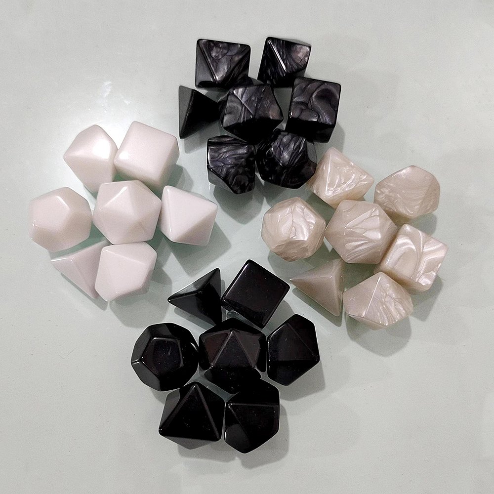 Acrylic DND Dice Solid Color Pearl Pattern White Black Glossy Blank Dice Game Custom Dice Board Game