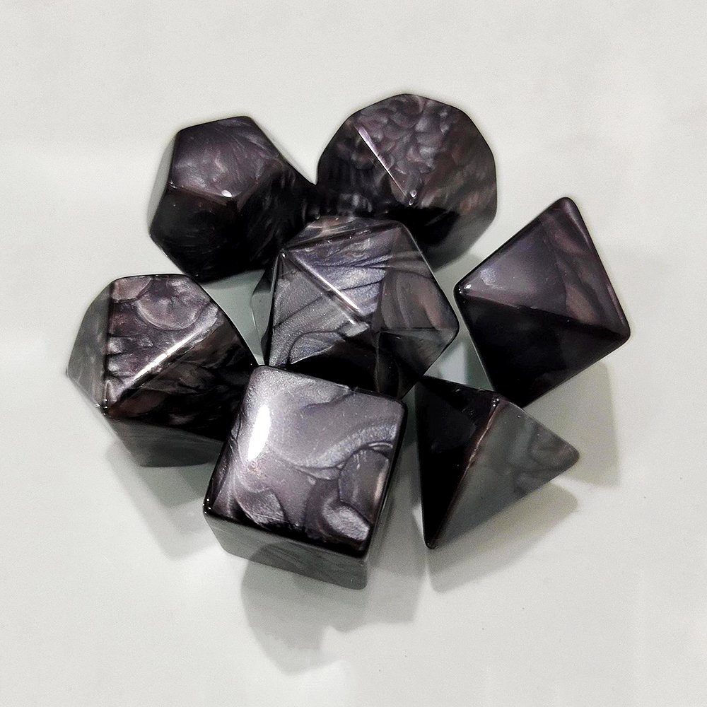 Acrylic DND Dice Solid Color Pearl Pattern White Black Glossy Blank Dice Game Custom Dice Board Game