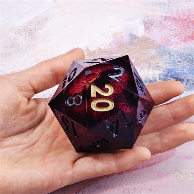 Mini Planet 50mm D20 Liquid Core Dragon Eye Custom Polyhedron Resin Dice Sharp Edge for DND Dungeons & Dragons Board Game Dice