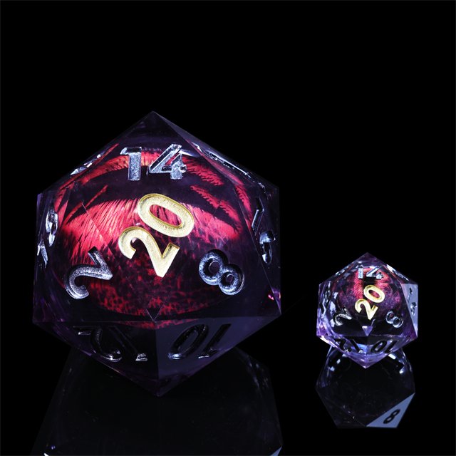 Mini Planet 50mm D20 Liquid Core Dragon Eye Custom Polyhedron Resin Dice Sharp Edge for DND Dungeons & Dragons Board Game Dice