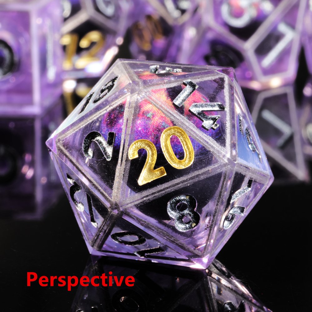 MINI PLANET DND Dice Set Purple Dragon Eye Liquid Core Dice RPG Dungeons&Dragons Wholesale Custom Handmade Polyhedral Resin Dice