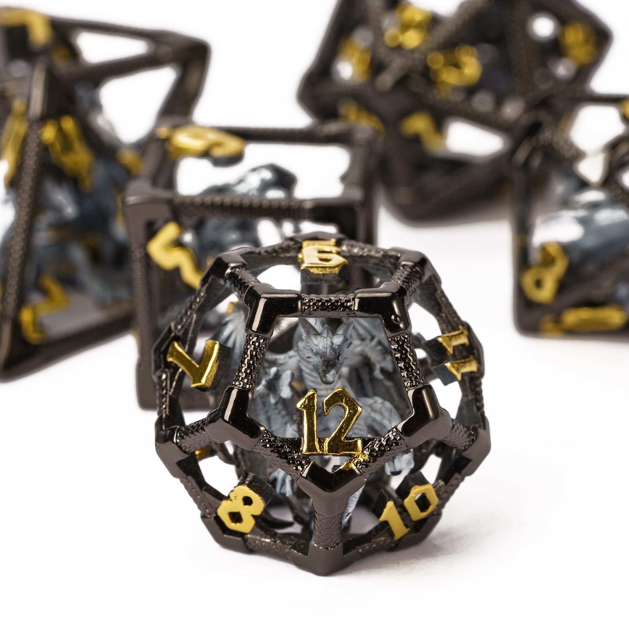 Udixi Polyhedral custom logo rpg dungeons and dragons hollow metal dice game cube set