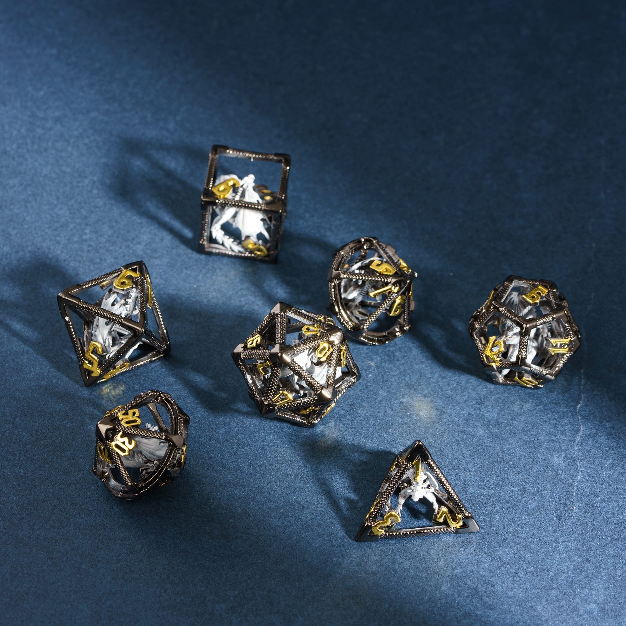 Udixi Polyhedral custom logo rpg dungeons and dragons hollow metal dice game cube set
