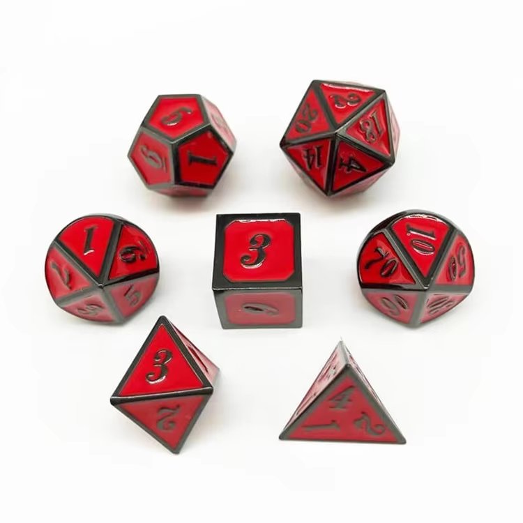 Wholesale Mixed Color 7pcs Rainbow Dice Silver Metal DND Polyhedron Dice Set for RPG Board Game