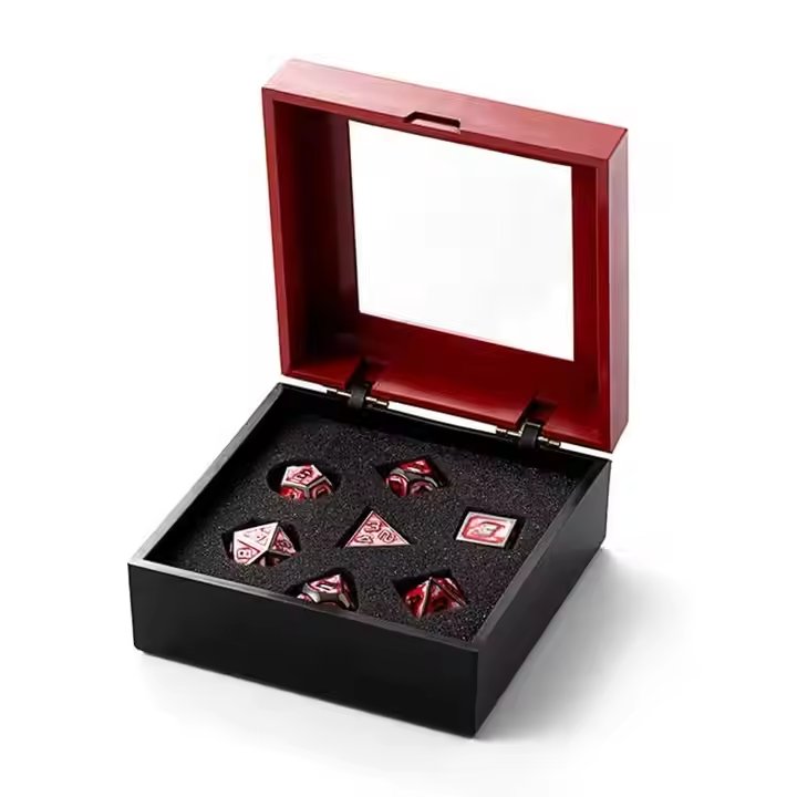 Wholesale Mixed Color 7pcs Rainbow Dice Silver Metal DND Polyhedron Dice Set for RPG Board Game