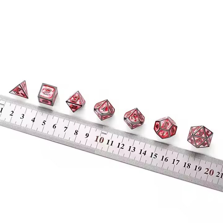 Wholesale Mixed Color 7pcs Rainbow Dice Silver Metal DND Polyhedron Dice Set for RPG Board Game