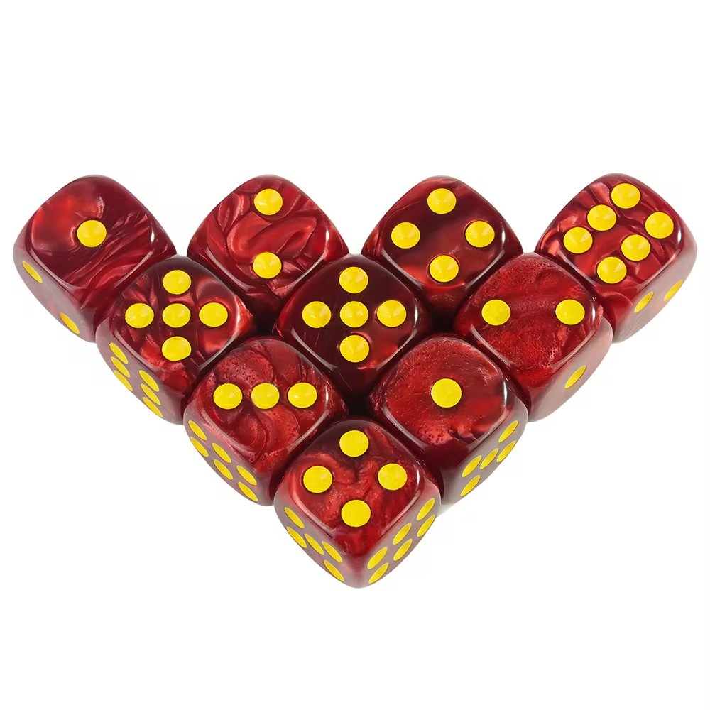 Pearl D6 12mm Acrylic Polyhedral Dice Set Double-Color Multi-Color Standard RPG DND Pip Dice with Custom Logo Board Games