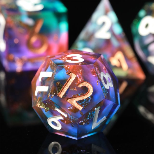 MINI PLANET Custom Supernova Resin Dragon and Dungeon DND Sharp Edges Gift Dice Set Polyhedral Board Game RPG Dice