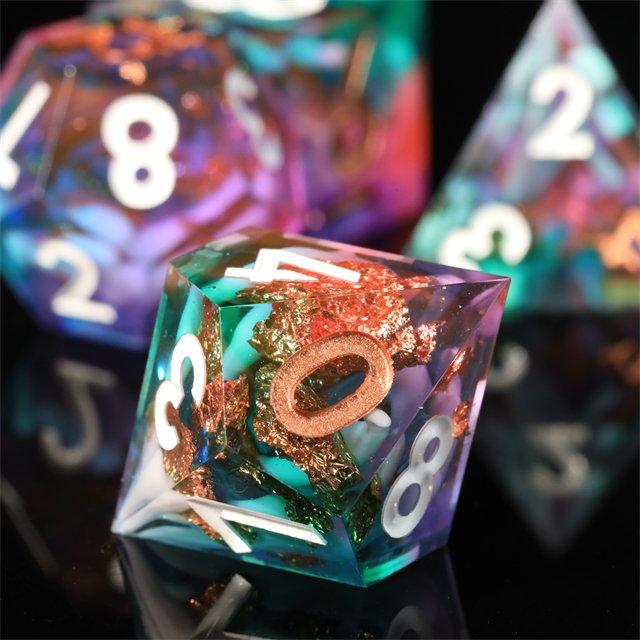 MINI PLANET Custom Supernova Resin Dragon and Dungeon DND Sharp Edges Gift Dice Set Polyhedral Board Game RPG Dice
