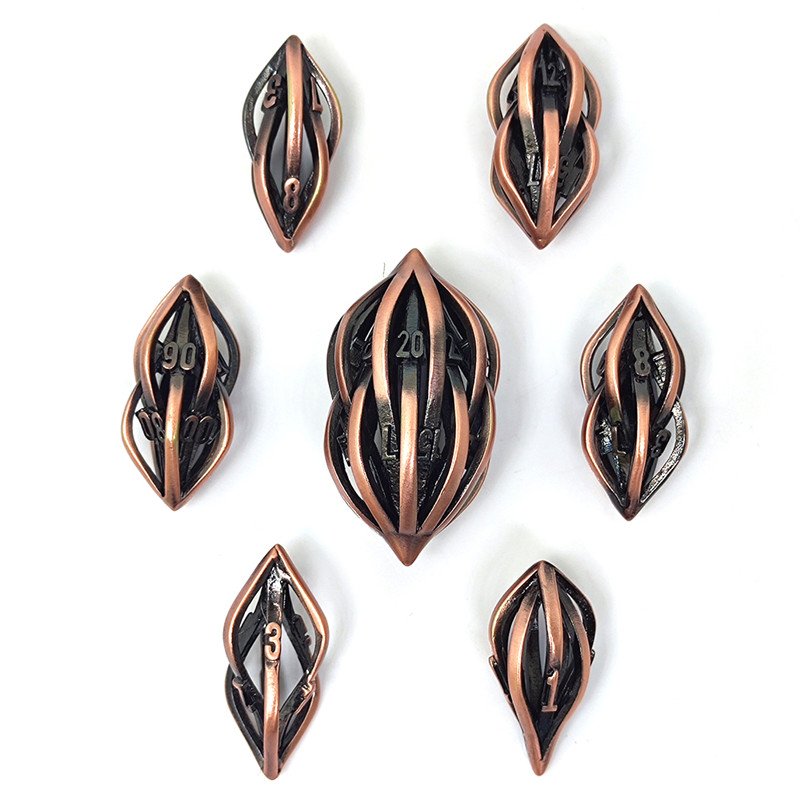 Mini Planet wholesale dnd Dice Set Handicraft Carved Hollow Metal Polyhedral for DND RPG MTG Board Games