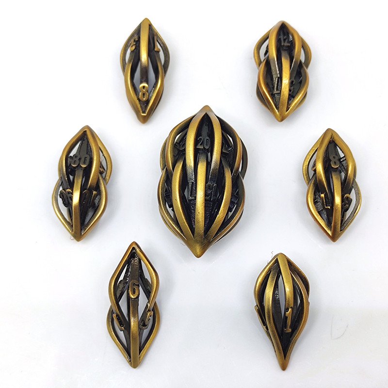 Mini Planet wholesale dnd Dice Set Handicraft Carved Hollow Metal Polyhedral for DND RPG MTG Board Games