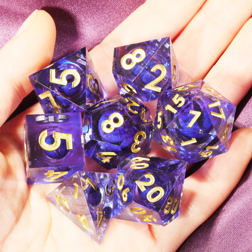 MINI PLANET DND Dice Set Blue Dragon Eye Liquid Core Dice RPG Dungeons&Dragons Wholesale Custom Handmade Polyhedral Resin Dice