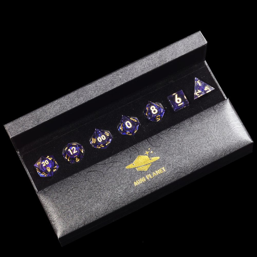 MINI PLANET DND Dice Set Blue Dragon Eye Liquid Core Dice RPG Dungeons&Dragons Wholesale Custom Handmade Polyhedral Resin Dice