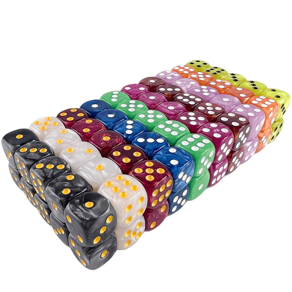 Cube 6Mm Jade Pearl Colors Square And Round Corner Regular Pixel Points Dots Pip Dice Acrylic Dice Plastic Game