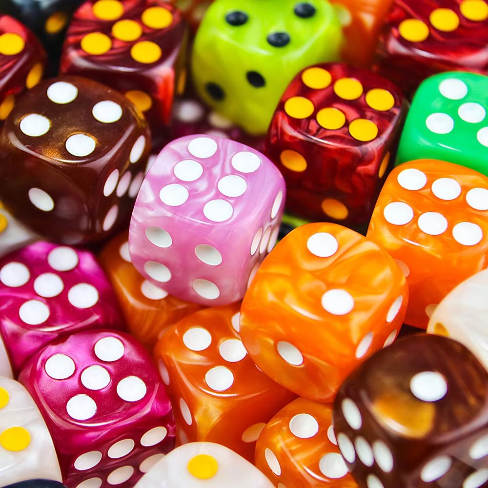 Cube 6Mm Jade Pearl Colors Square And Round Corner Regular Pixel Points Dots Pip Dice Acrylic Dice Plastic Game