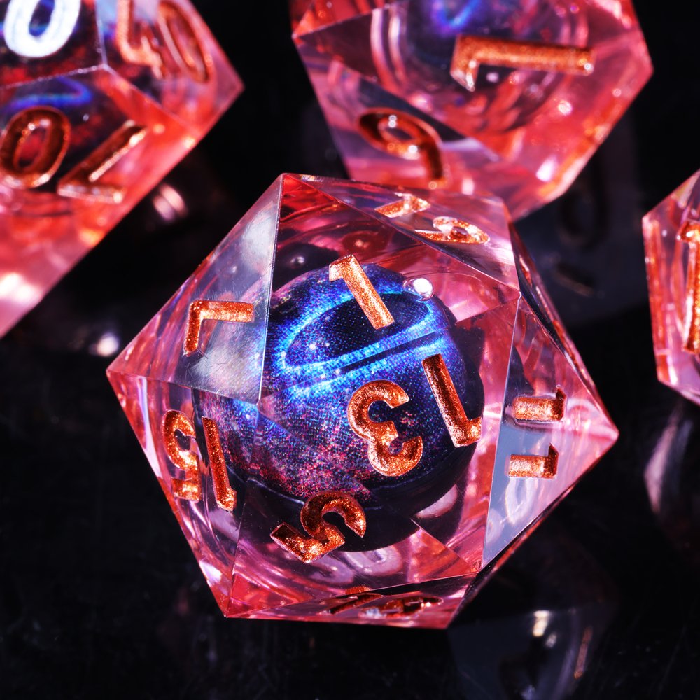 MINI PLANET DND Dice Set Red Blue Dragon Eye Liquid Core Dice RPG Dungeons&Dragons Wholesale Custom Polyhedral Resin Dice Sets