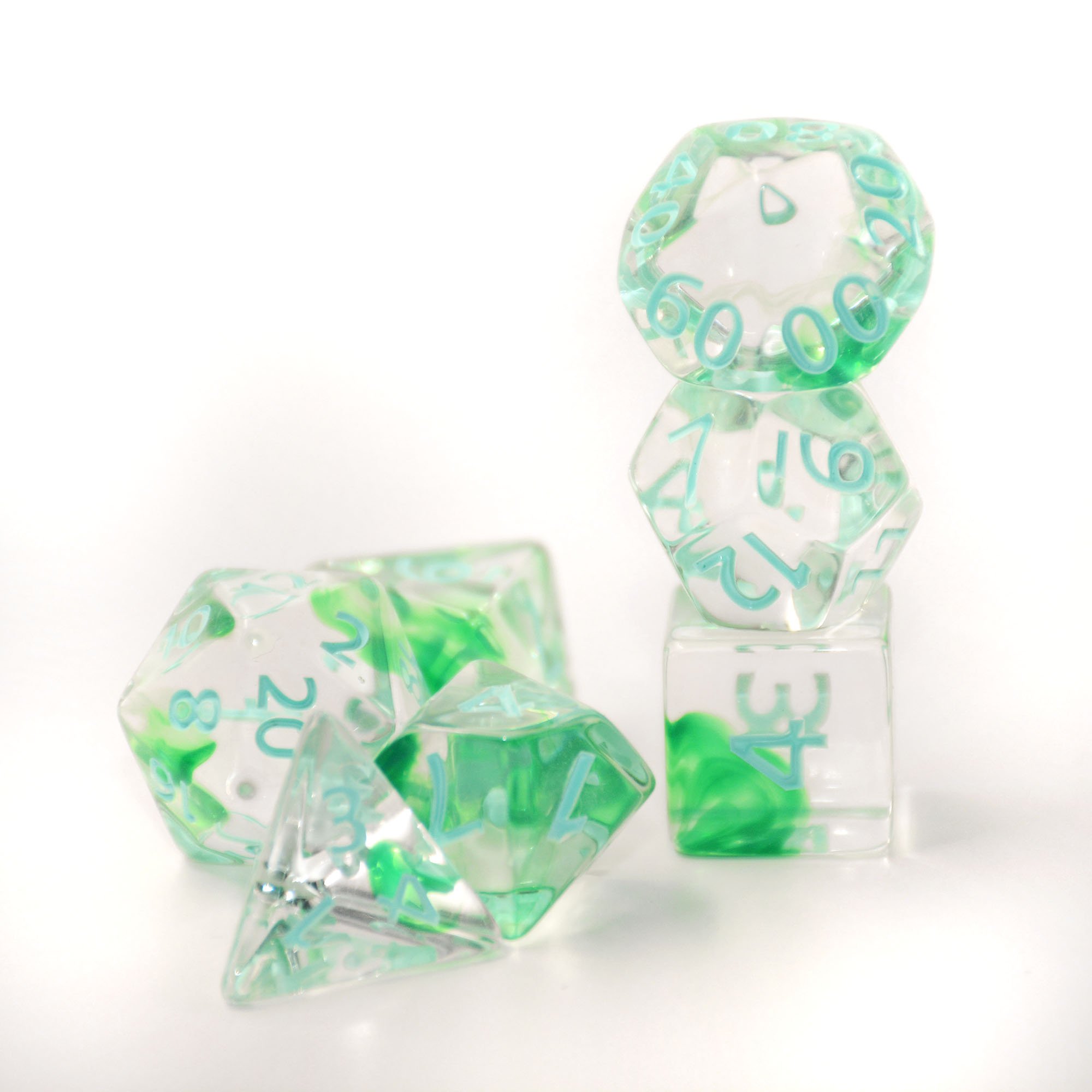 New Design Liquid Core Dice D20 With Sparkling Center Transparent 20 Sided D20 Dice Sharped Edge Metal Dice