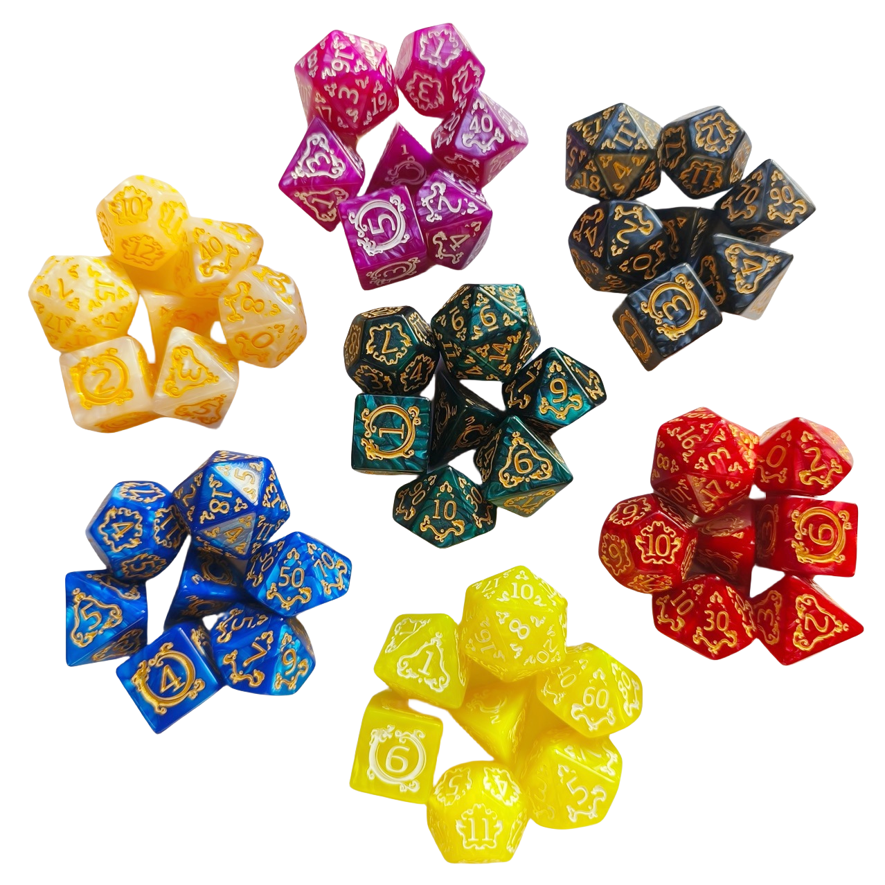 Designable Packaging In Stock Plastic Game Dice Dungeons And Dragons Role Playing Game Dice Polyhedral Acrylic DND Dice Set