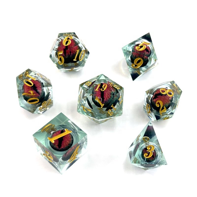 Moving Eye Fluid Core Dice Set Polygonal Sharp Resin Dice DND Dragons & Dungeons Board Game Cosplay Dice